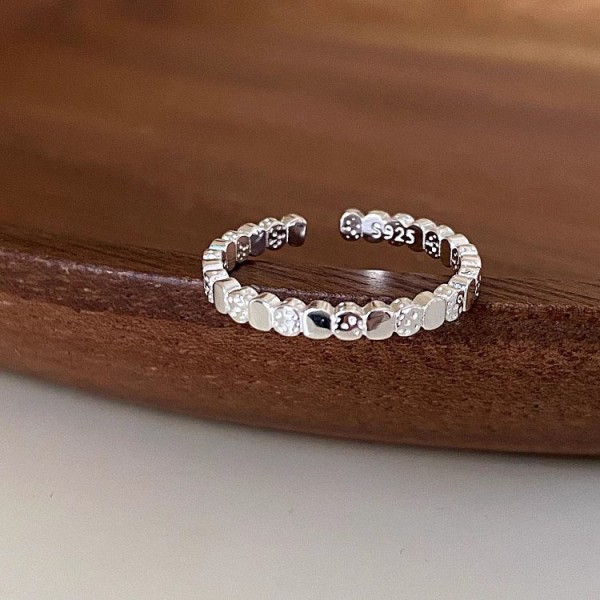 925 Sterling Silver Lava Block Texture Ring