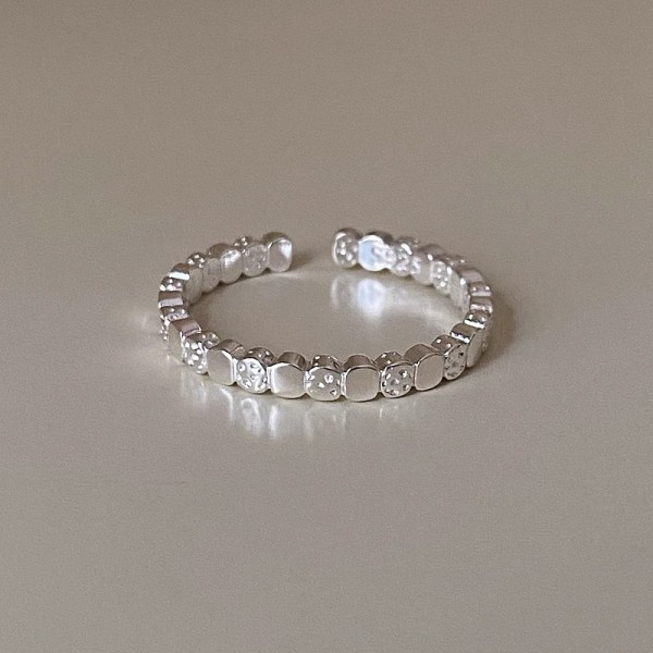 925 Sterling Silver Lava Block Texture Ring