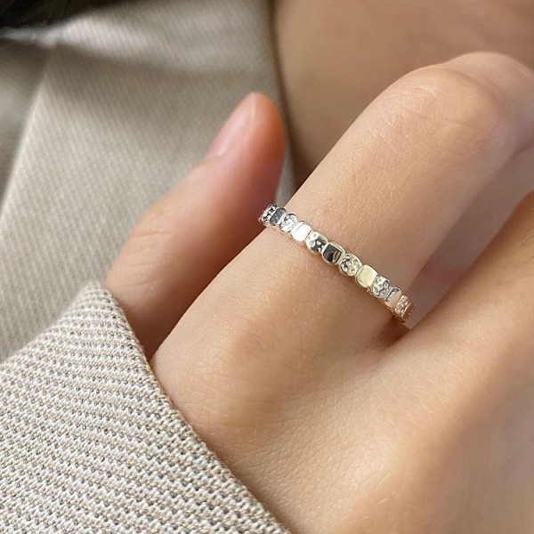 925 Sterling Silver Lava Block Texture Ring