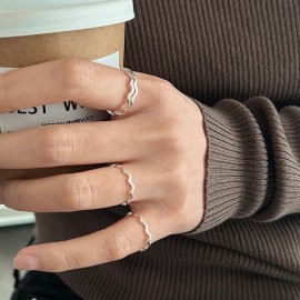 925 Sterling Silver Wave Curve Ring