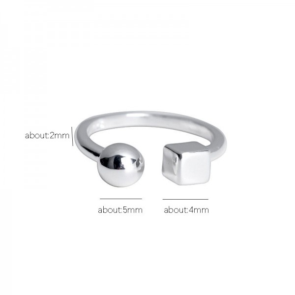 925 Sterling Silver Geometric Square Ring