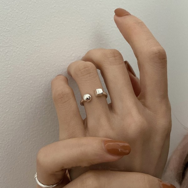 925 Sterling Silver Geometric Square Ring