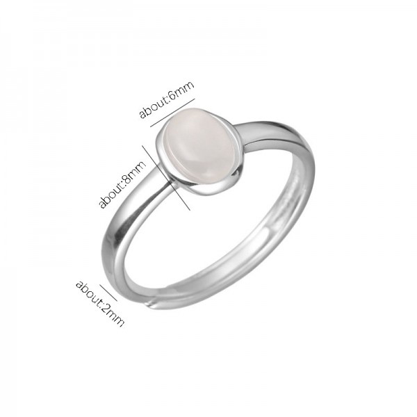 925 Sterling Silver Oval Chalcedony Ring
