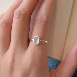 925 Sterling Silver Oval Chalcedony Ring