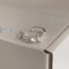 925 Sterling Silver Butterfly Double-Layer Ring