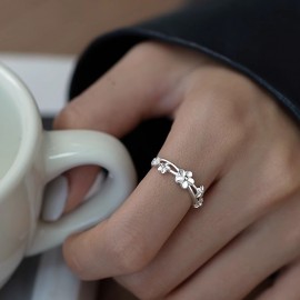 925 Sterling Silver Interwoven Floral Double-Layer...