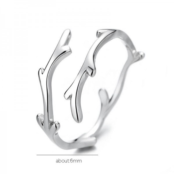 925 Sterling Silver Antler Ring