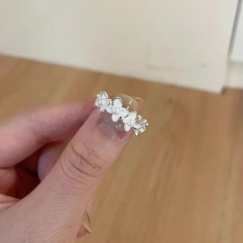 925 Sterling Silver Camellia Pearl Ring