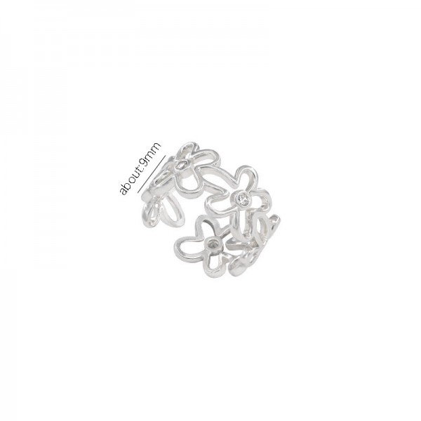 925 Sterling Silver Openwork Floral Ring