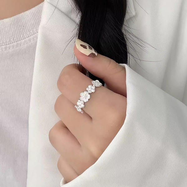 925 Sterling Silver Solid Flower Ring