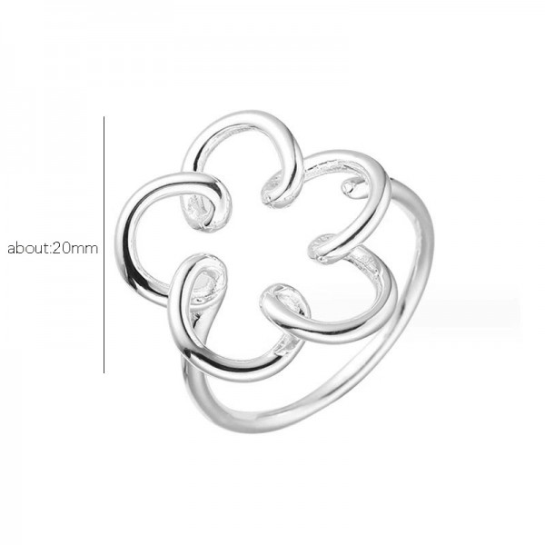 925 Sterling Silver Openwork Floral Ring