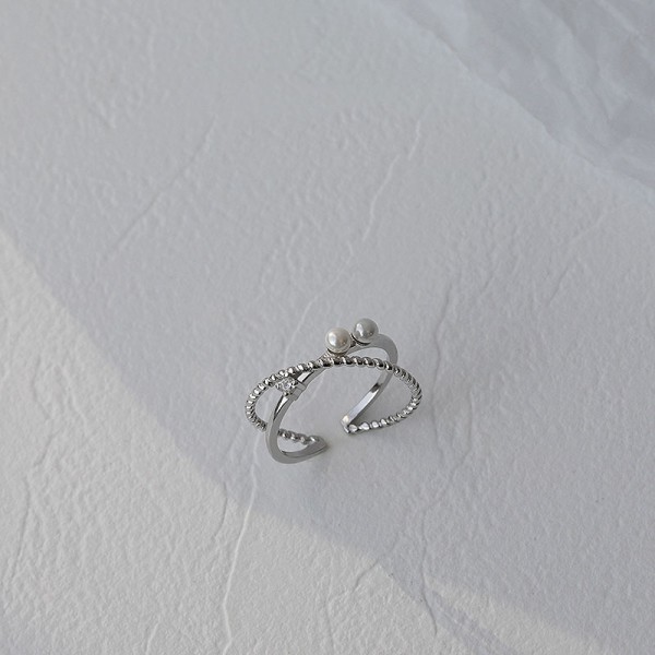 925 Sterling Silver Double-Layer Pearl Ring