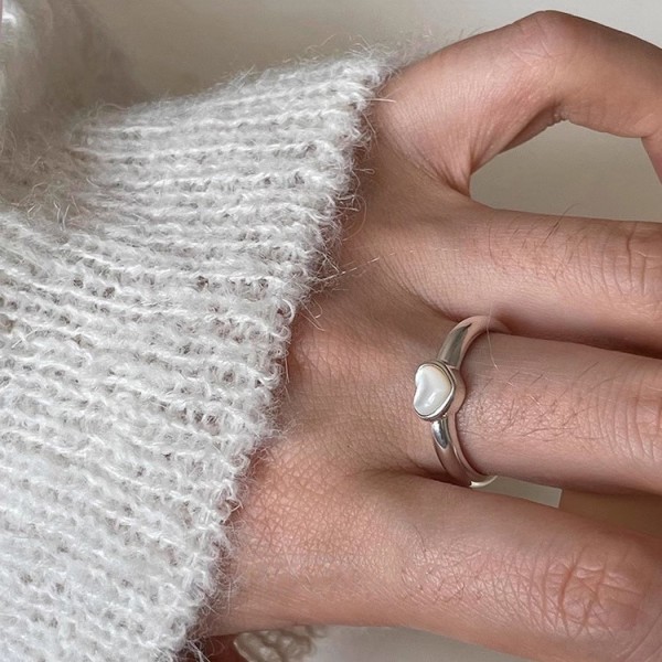 925 Sterling Silver Mother-of-Pearl Heart Ring