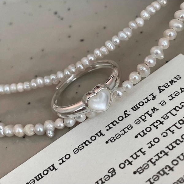 925 Sterling Silver Mother-of-Pearl Heart Ring