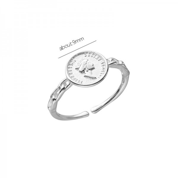 925 Sterling Silver Portrait Coin Ring
