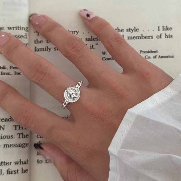925 Sterling Silver Portrait Coin Ring