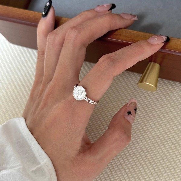 925 Sterling Silver Portrait Coin Ring