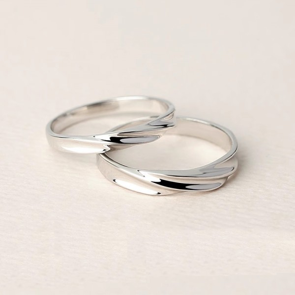 S925 Sterling Silver "Simple Love" Matching Ring Set