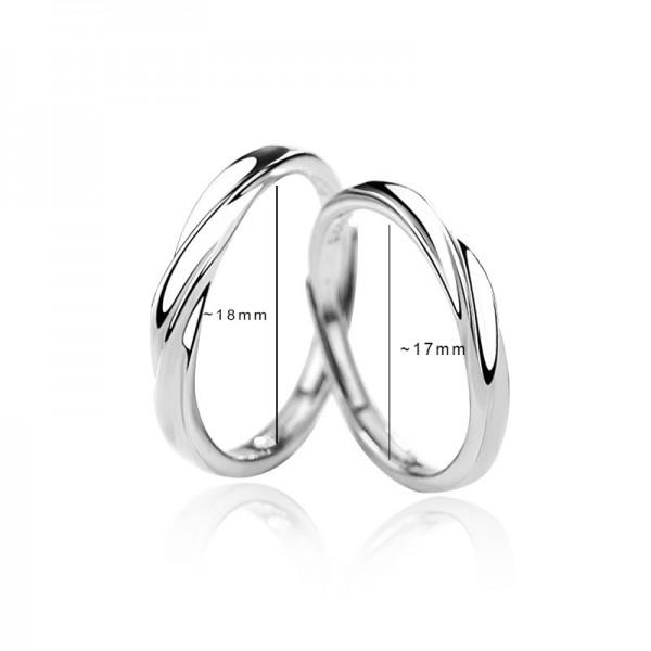 S925 Sterling Silver "Simple Love" Matching Ring Set