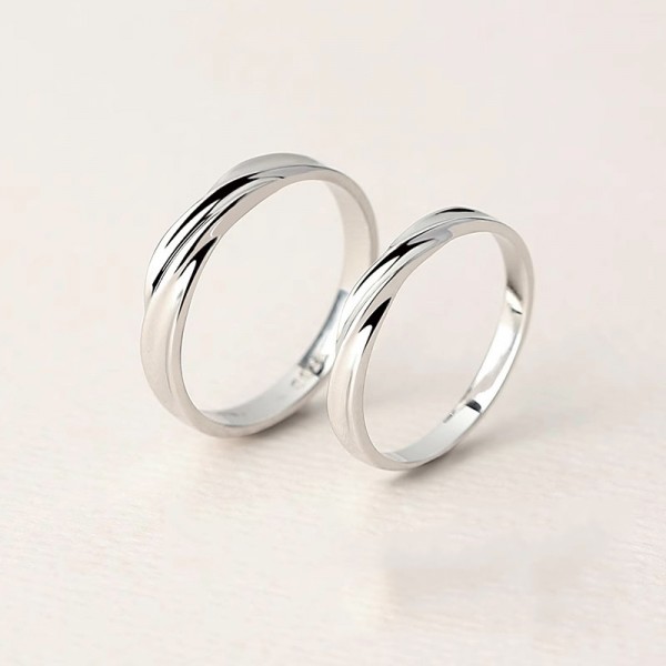 S925 Sterling Silver "Simple Love" Matching Ring Set