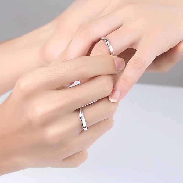 S925 Sterling Silver "Simple Love" Matching Ring Set