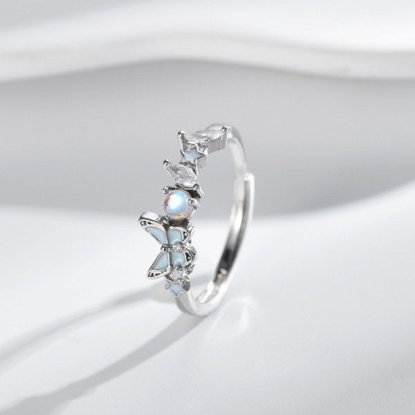 S925 Sterling Silver Glow-in-the-Dark Butterfly Couple's Rings