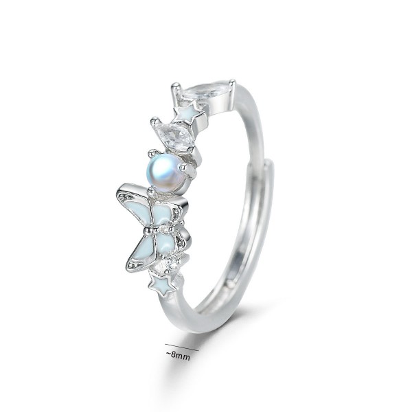 S925 Sterling Silver Glow-in-the-Dark Butterfly Couple's Rings