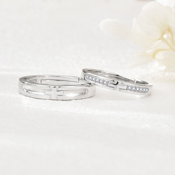 S925 Sterling Silver Cross Couple's Rings