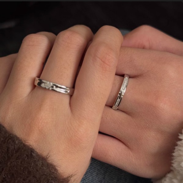 S925 Sterling Silver Cross Couple's Rings