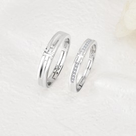S925 Sterling Silver Cross Couple's Rings
