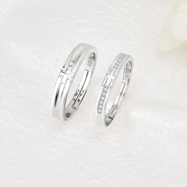 S925 Sterling Silver Cross Couple's Rings