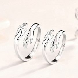 S925 Sterling Silver "Holding Hands" Cou...