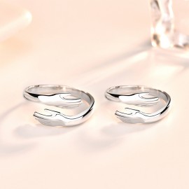 S925 Sterling Silver "Holding Hands" Cou...