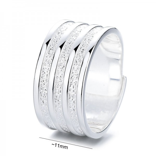 S925 Sterling Silver Wide Brushed Stripe Ring