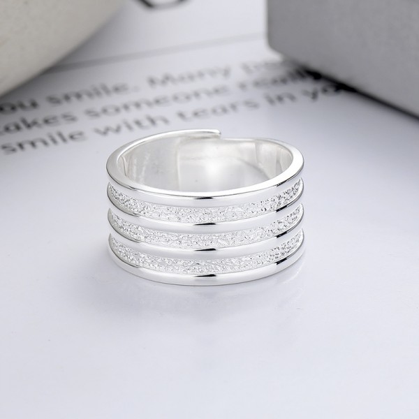 S925 Sterling Silver Wide Brushed Stripe Ring