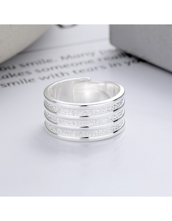 S925 Sterling Silver Wide Brushed Stripe Ring
