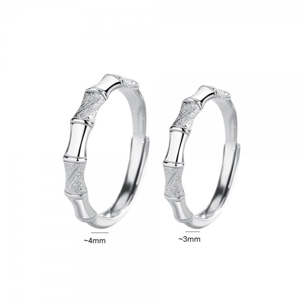 S925 Sterling Silver Bamboo Design Matching Rings