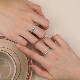 S925 Sterling Silver Bamboo Design Matching Rings