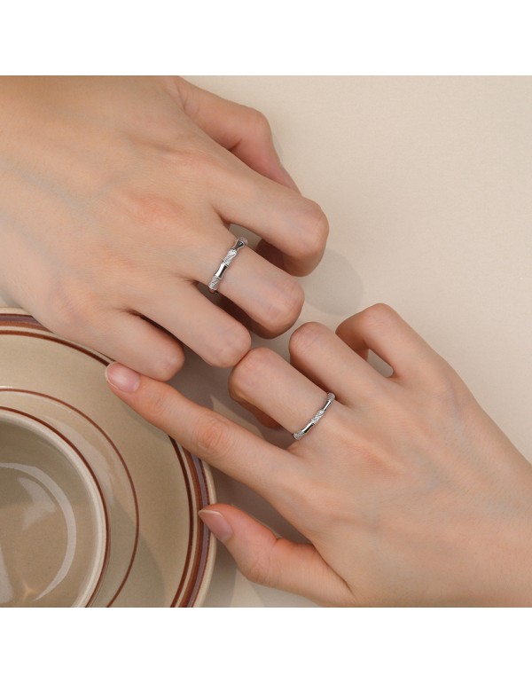 S925 Sterling Silver Bamboo Design Matching Rings