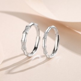 S925 Sterling Silver Bamboo Design Matching Rings