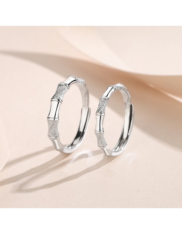 S925 Sterling Silver Bamboo Design Matching Rings