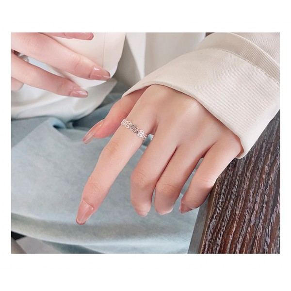 S925 Sterling Silver Coin Adjustable Open Ring