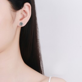 925 Sterling Silver Earring Rose Solitaire Stud