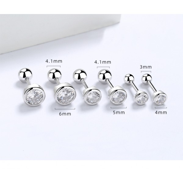 925 Sterling Silver Earring Casual Solitaire Stud