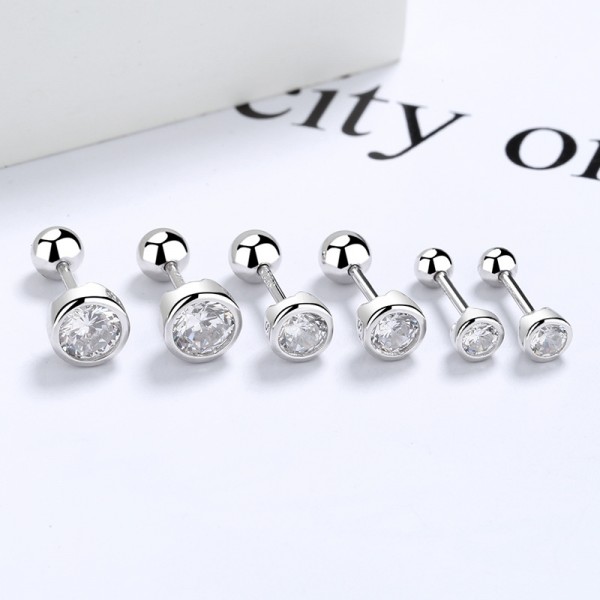 925 Sterling Silver Earring Casual Solitaire Stud