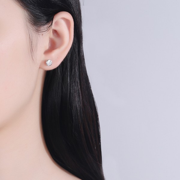 925 Sterling Silver Earring Casual Solitaire Stud