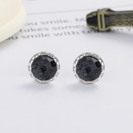 925 Sterling Silver Earrings Black-Onyx