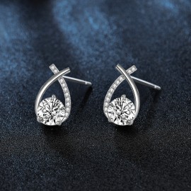 925 Sterling Silver Earrings Solitaire-Stud Women'...