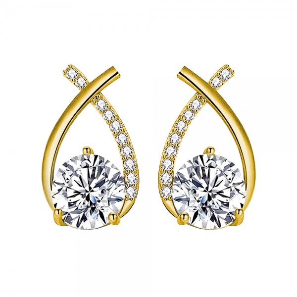 925 Sterling Silver Earrings Solitaire-Stud Women's-Earrings