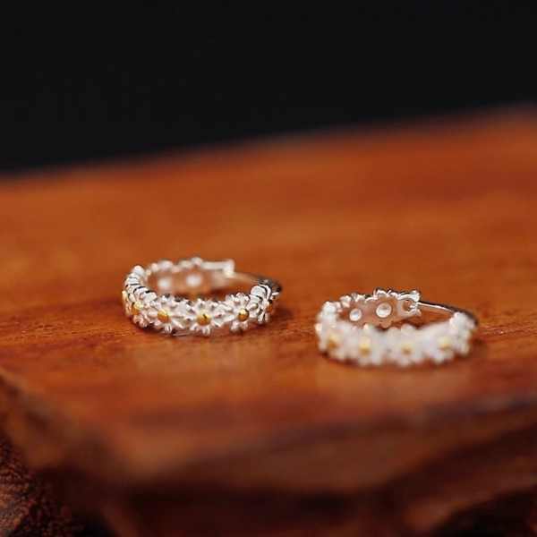 925 Sterling Silver Earrings Floral-Earrings